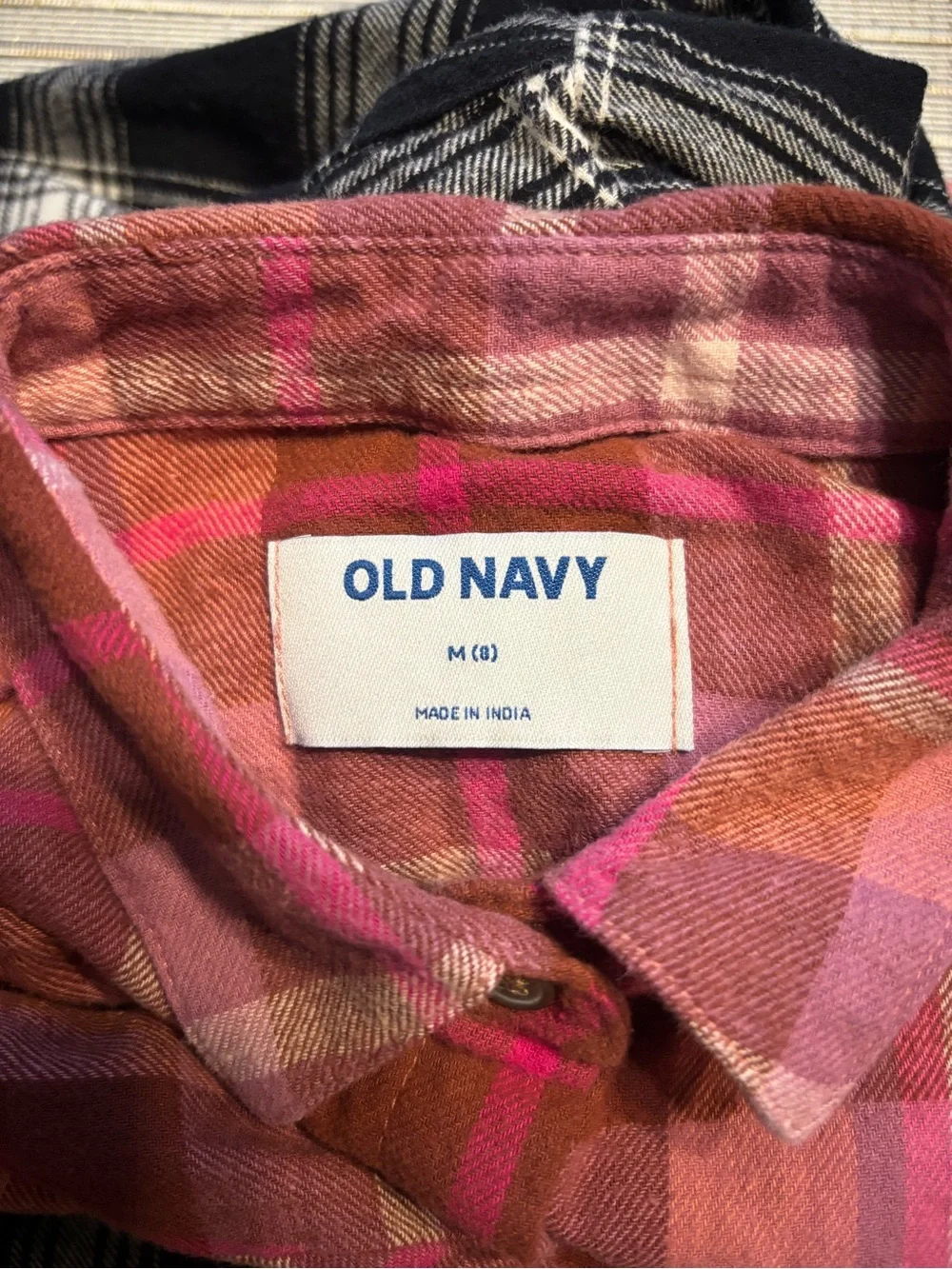 Old Navy Kids Plaid Button-Down Shirts - Black and Pink/Brown
